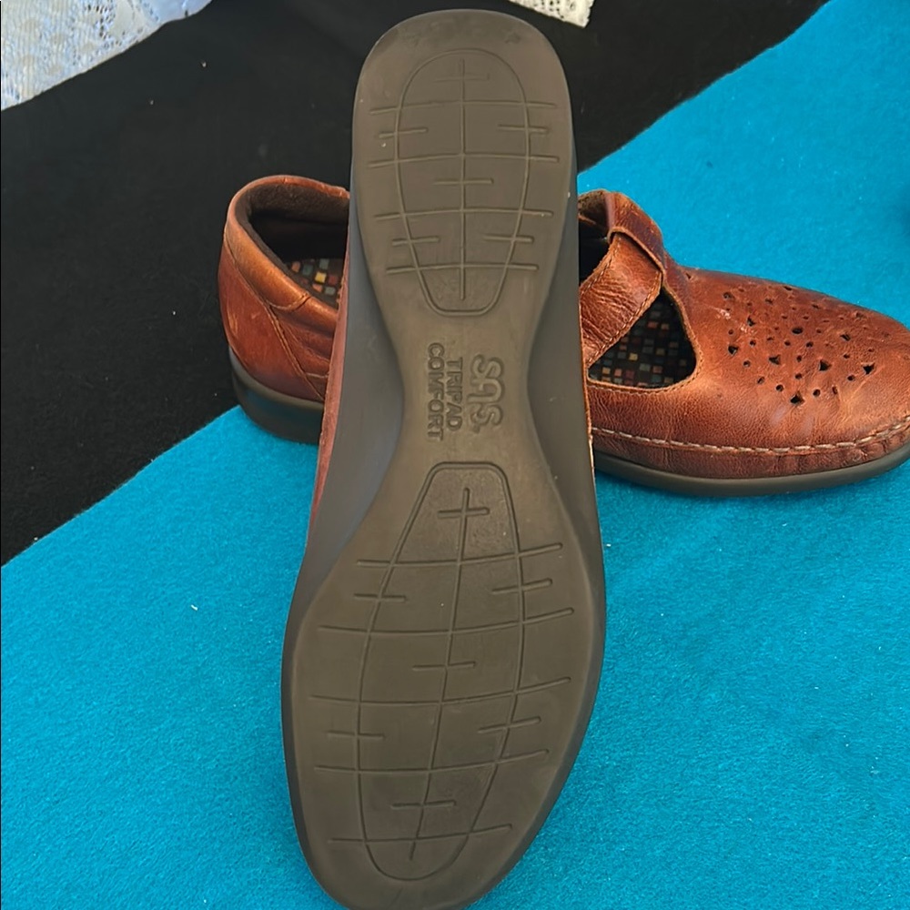 SAS Brown Leather Mary Jane Shoes size 9 M comfort! - Picture 3 of 4